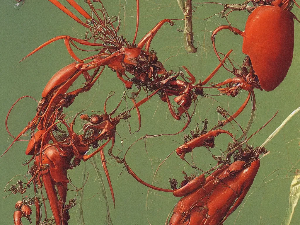 Image similar to Close up of the cardinal beetle. Painting by Beksinski, Walton Ford, Ernst Haeckel