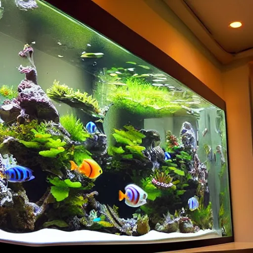 Image similar to extremely detailed ornate stunning beautiful futuristic aquarium