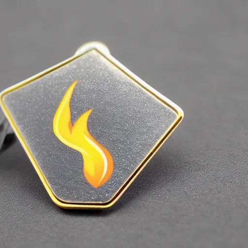 Image similar to a triangle enamel pin of a retro minimalistic fire flames warning label, smooth curves