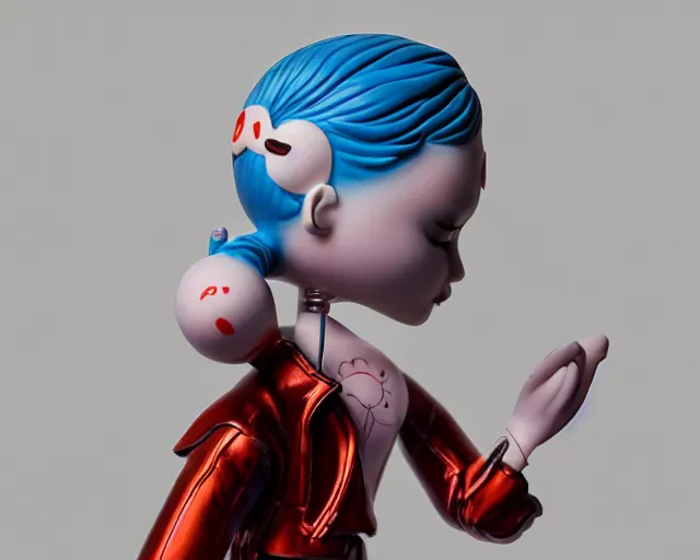 Prompt: James Jean isolated cool fictional character vinyl figure, figure photography, smooth sharp focus, holographic undertones, anime stylized, high detail, ethereal lighting - H 640