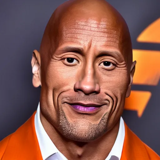 Image similar to dwayne johnson made out of orange stone