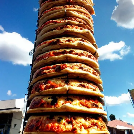 Prompt: the leaning tower of pizza