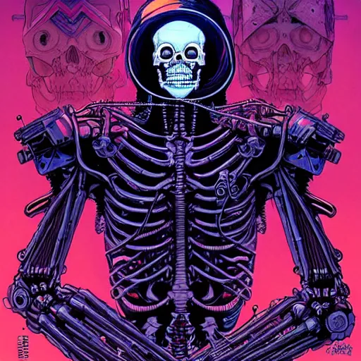 Image similar to portrait of a cybernetic evil undead skeleton sorcerer, cyberpunk concept art by josan gonzales and moebius and enki bilal and and dan mumford and jean claude meziere and philippe druilleg