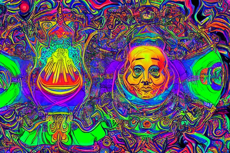 Image similar to psychedelic visions of the church of the sub - genius on dmt