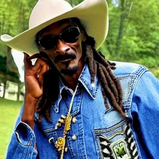 Prompt: cowboy snoop dogg holding a joint