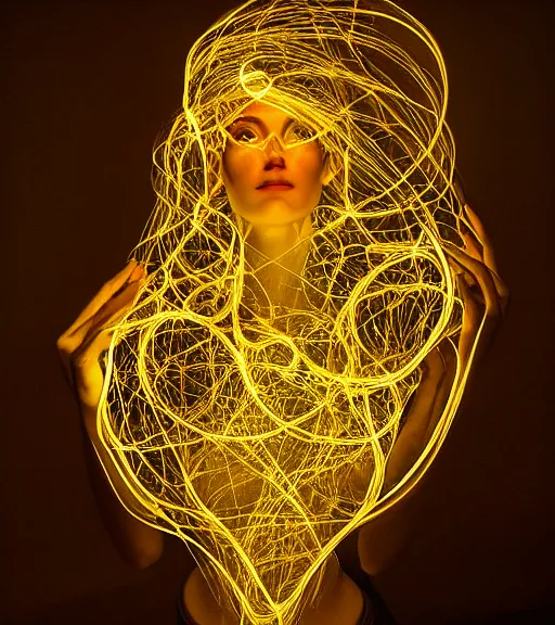 Image similar to lightpainting luminescent portrait, diffuse luminescent lightpainting, intricate wiccan luminescent lightpainting, elegant light, highly detailed beauty, lifelike, photorealistic, artstation, luminescent concept art, smooth, sharp luminescent focus, luminescent art by john collier, artem demura, michael bosanko