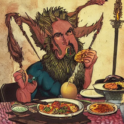 Image similar to primordial god eating his meal