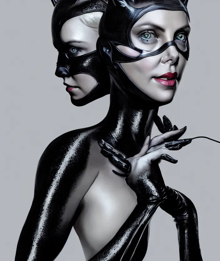 Prompt: portrait of charlize theron as catwoman. photograph. hd, 4 k. intricate artwork. by tooth wu, wlop, beeple, dan mumford. octane render, trending on artstation, greg rutkowski very coherent symmetrical artwork. cinematic, hyper realism, high detail, octane render, 8 k, iridescent accents.