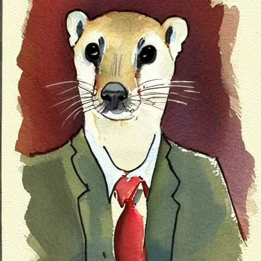 Image similar to A weasel lawyer, watercolor style