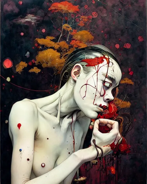 Image similar to there is ugliness in beauty, but there is also beauty in ugliness. in the style of adrian ghenie, esao andrews, jenny saville, edward hopper, surrealism, dark art by james jean, takato yamamoto