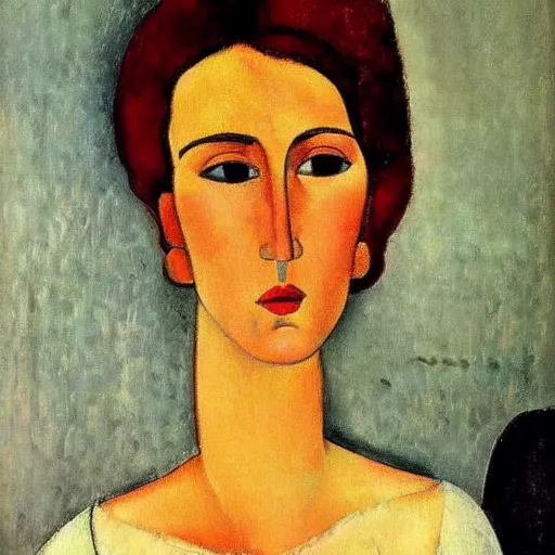 Image similar to a portrait by amedeo modigliani, but photorealistic, high quality, high detail