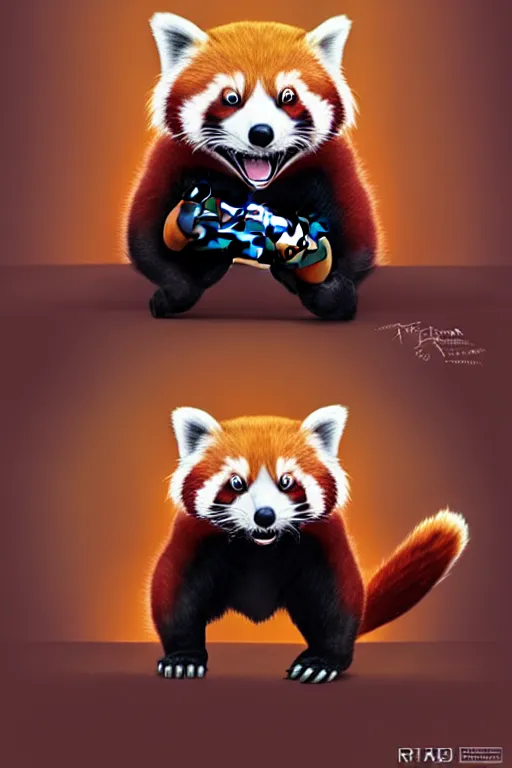 Image similar to red panda playing xbox one, animation pixar style, by pendleton ward, magali villeneuve, artgerm, rob rey and kentaro miura style, golden ratio, trending on art station