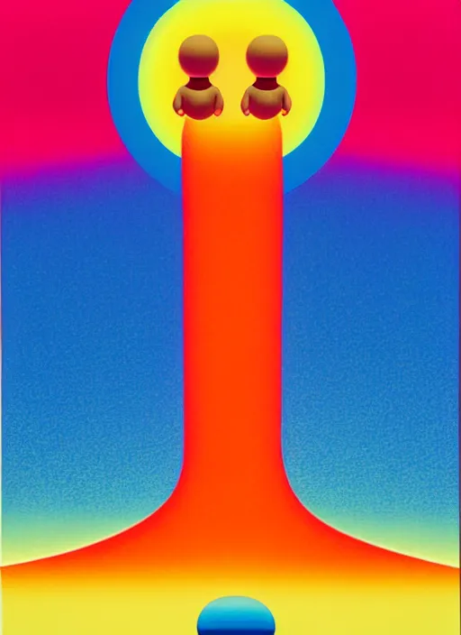 Prompt: balance by shusei nagaoka, kaws, david rudnick, airbrush on canvas, pastell colours, cell shaded, 8 k