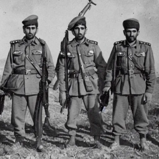 Prompt: a portrait of the iranian army in 1 9 4 5 highly detailed