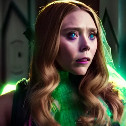 Prompt: cinematic scene with elizabeth olsen as jolyne from jojo's bizarre adventure, live action film, stone ocean, dramatic, small details, volumetric lighting, still frame