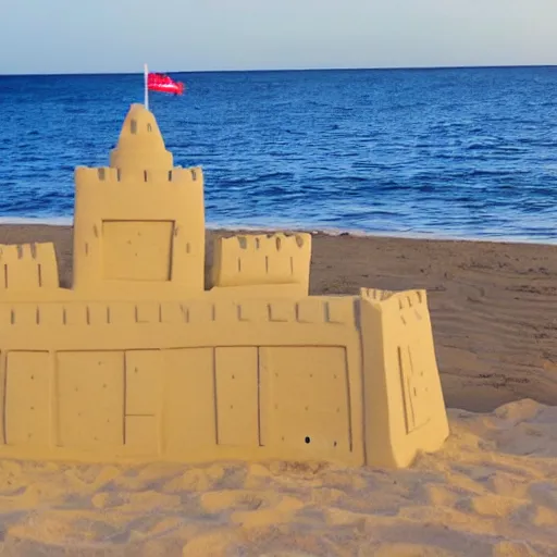 Image similar to sand castle in the shape of the White House