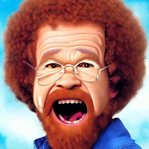 Image similar to angry bob ross screaming at jessie pinkman