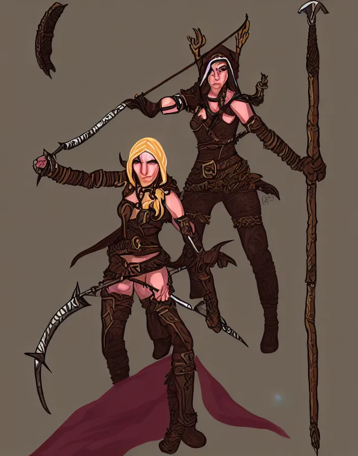 Image similar to super epically realized digital art depicting an elf huntress, inspired by old roguelikes.