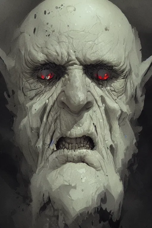 Image similar to a portrait of a ghoulish old man by greg rutkowski, trending on artstation