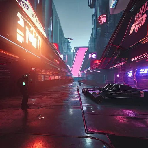 Image similar to futuristic call of duty game set in a synth - wave cyberpunk city, ps 5, 8 k