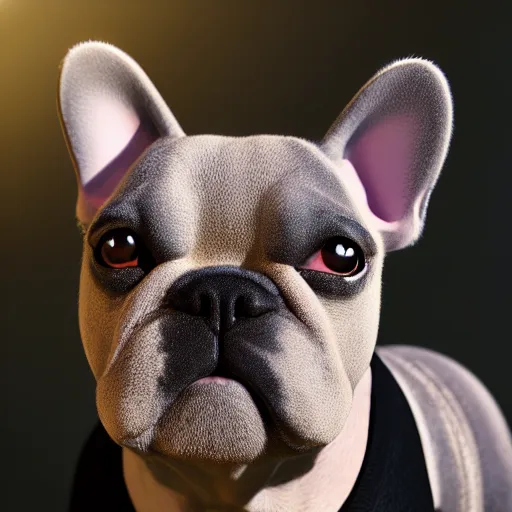 Prompt: french bulldog, anime, disney, pixar, 8 k, hd, dof, kodak film, volumetric lighting, subsurface scattering, photorealistic, octane render, details