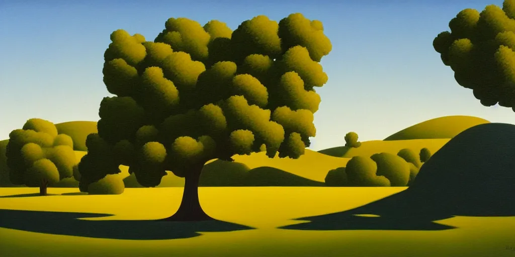 Image similar to lonely tree, blue sky, summer evening, kenton nelson