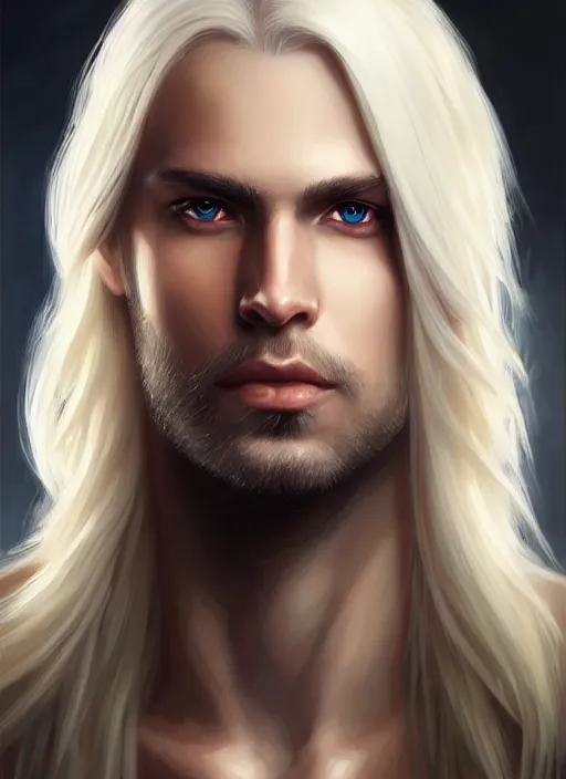 Image similar to a _ fantasy _ style _ portrait _ painting _ of male, long dark blonde hair and blonde stubble, white, rpg dnd oil _ painting _ unreal _ 5 _ daz. _ rpg _ portrait _ extremely _ detailed _ artgerm _ greg _ rutkowski _ greg