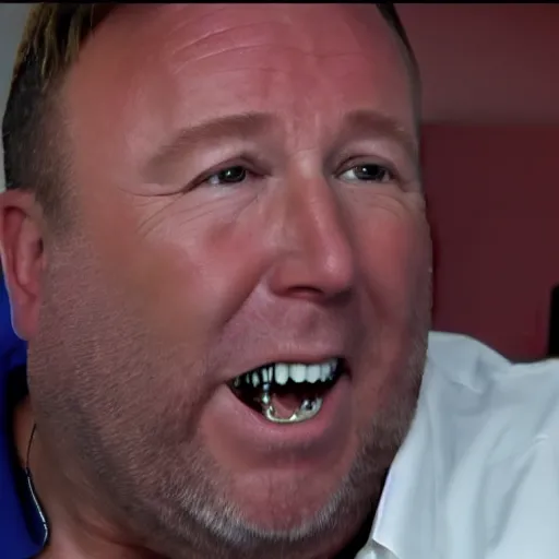 Image similar to alex jones pulling his own teeth out with a pair of pliers, 4k hyperrealistic