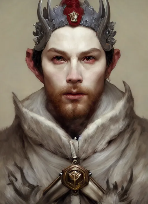 Prompt: white horns king demon, elegant,, wearing a bomber jacket, hyper realistic, extremely detailed, dnd character art portrait, fantasy art,, dramatic lighting, vivid colors, artstation, by edgar maxence and caravaggio and michael whelan and delacroix, lois van baarle and bouguereau