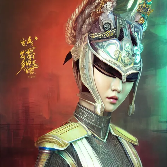 Image similar to ancient chinese princess with cyberpunk mask, dynasty warriors, elegant, unreal engine, rgb background, 8 k, silver color scheme, headshot, highly detailed, smooth, ink painting, artstation, concept art, in style of yoji shinkawa, pan ren wei, col price, atey ghailan, by greg rutkowski, aesthetic