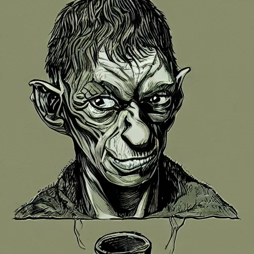 Image similar to portrait of gollum as napoleon by becky cloonan