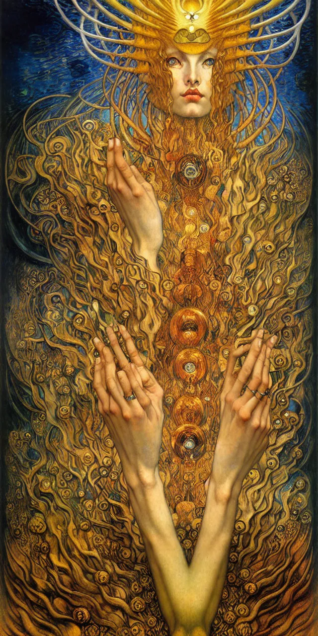 Image similar to Divine Chaos Engine by Karol Bak, Jean Delville, William Blake, Gustav Klimt, and Vincent Van Gogh, symbolist, visionary