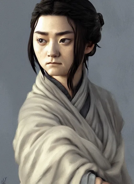 Prompt: ancient japanese arya stark highly detailed digital painting artstation concept art smooth sharp focus illustration artstation art by artgerm rutkowski aleksi briclot and bouguereau