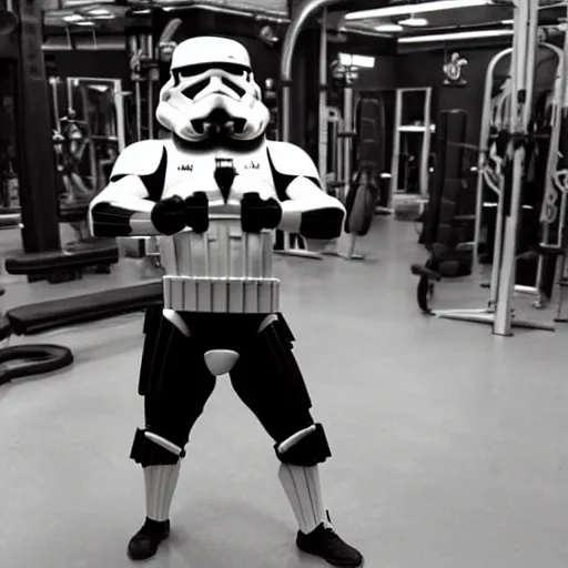 Prompt: a bodybuilding stormtrooper