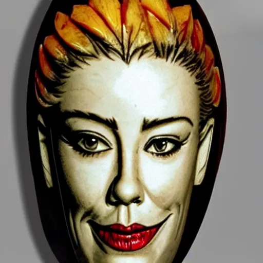 Image similar to gourd carved to look like the face of amber heard