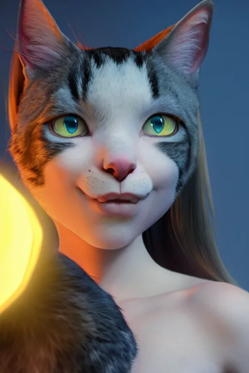 Prompt: anya taylor joy as a catgirl making silly selfies, pixar, volumetric lighting, epic composition, hyper detailed, ultra realistic, sharp focus, octane render, volumetric, ray tracing, artstation trending, cgsociety, sense of awe, 4 k