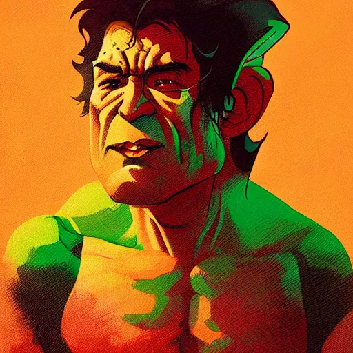 Prompt: portrait of yoshi as hulk, limited neutral palette, beautiful graphics, full body portrait, propaganda poster art, 1 9 7 0 s illustrated advertising art by petros afshar, anton fadeev, dean ellis, painterly character design