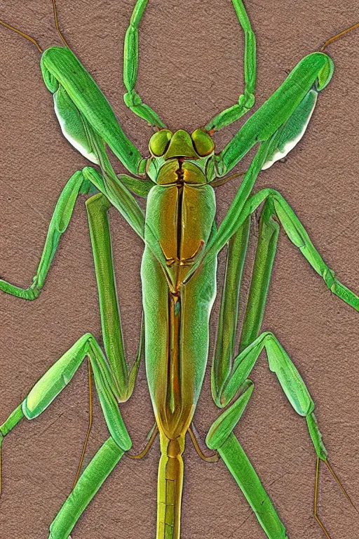 Image similar to praying mantis, paper texture, by pandora sellars