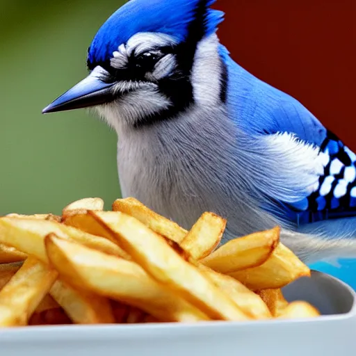 Image similar to bluejay eating french fries