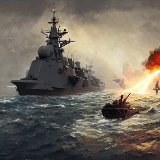 Prompt: united kingdom navy exploding by greg rutkowski