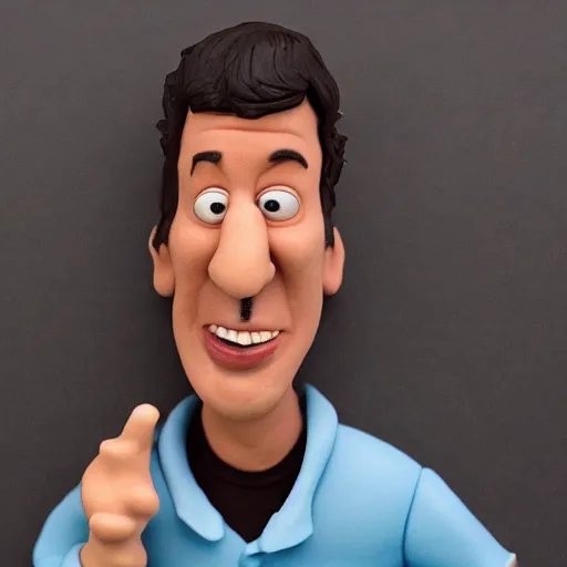 Prompt: adam sandler, made of clay, claymation character