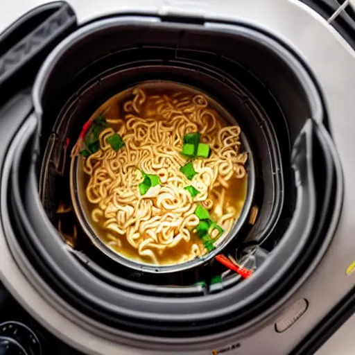 Image similar to Cooking ramen noodle soup in an airfryer, photo