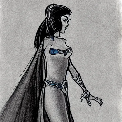 Image similar to milt kahl sketch of victoria justice as princess padme from star wars episode 3