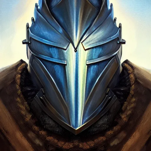 Image similar to beautiful oil portrait painting of blue alwyte armor, medieval armor, knight, natural light, outside. artstation, concept art, smooth, sharp focus, illustration, by bartek fedyczak, erak note, tooth wu, neil richards, kan liu, siwoo kim, jisu choe