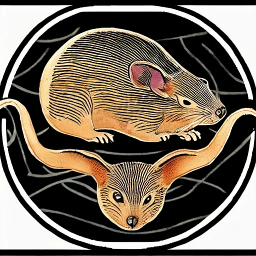 Prompt: circular logo of a muad'dib jerboa from dune