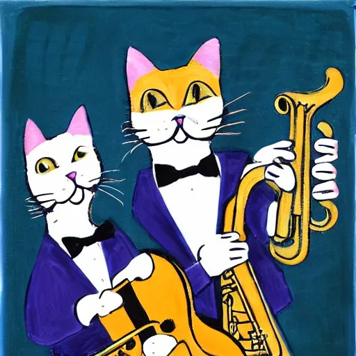 Prompt: cats in a jazz band