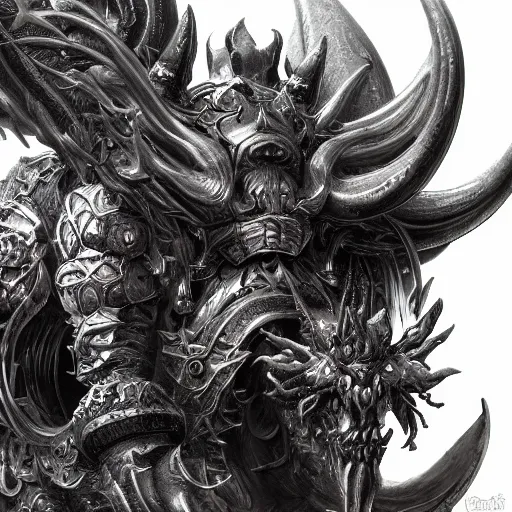 Prompt: Behemoth, detailed silver artwork, epic artwork, close up, trending on Artstation