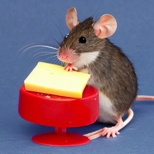 Image similar to mouse with red helmet eating cheese