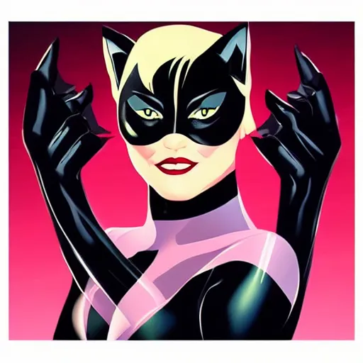 Prompt: Black Cat marvel character, polygon poster art