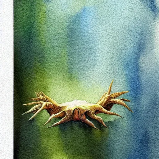 Image similar to creature from another planet in its natural environment. beautiful light. grainy and rough. soft colour scheme. beautiful artistic watercolor by lurid. ( 2 0 2 2 )